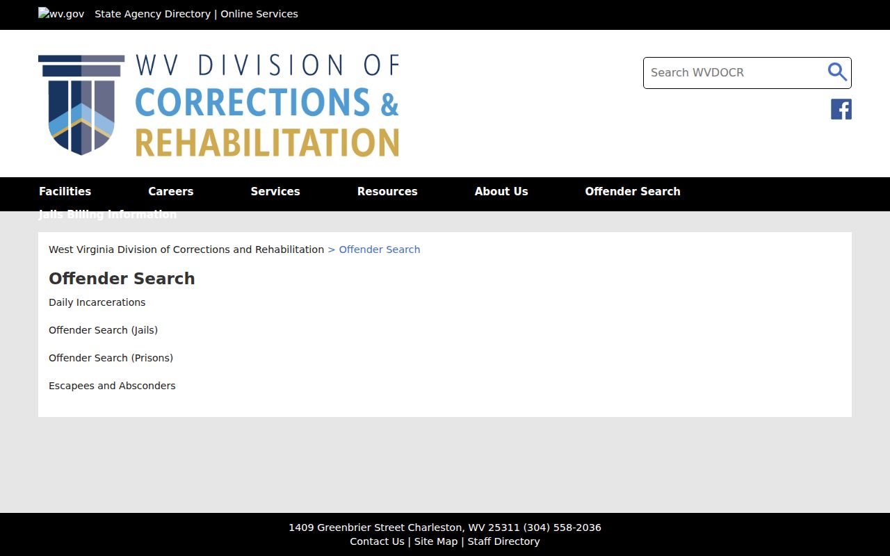 Wayne County criminal history WVDCR custody search options