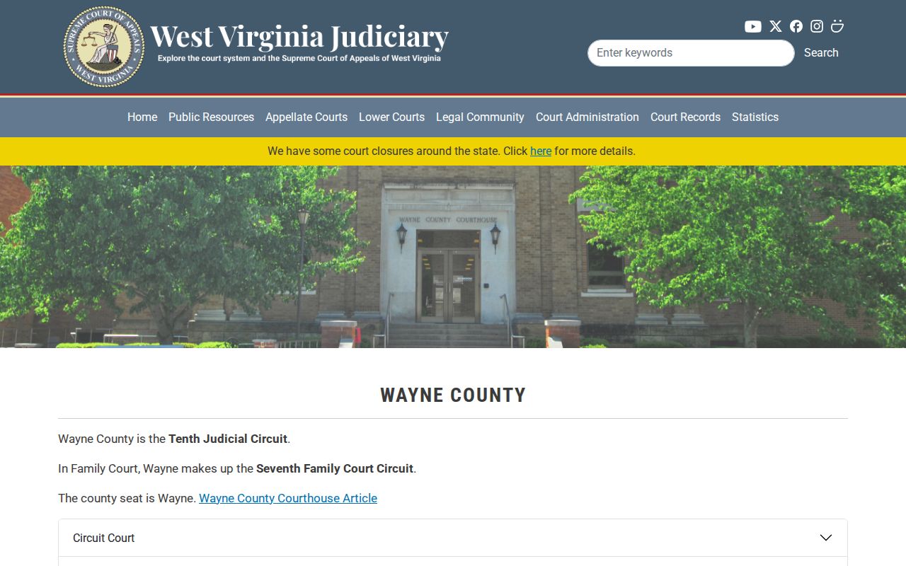 Wayne County court case directory for circuit and magistrate records