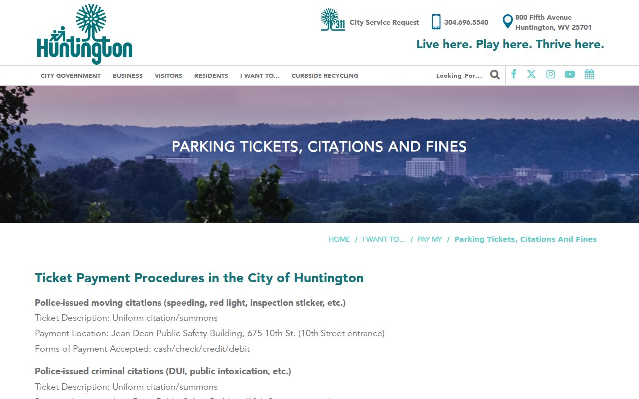 Huntington municipal criminal record citation routing